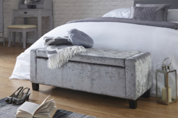 Verona Grey Crushed Velvet Storage Ottoman Bench - Upholstered Bedroom & Hallway Organiser - thumbnail 8