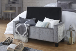 Verona Grey Crushed Velvet Storage Ottoman Bench - Upholstered Bedroom & Hallway Organiser - thumbnail 7