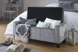 Verona Grey Crushed Velvet Storage Ottoman Bench - Upholstered Bedroom & Hallway Organiser - thumbnail 3