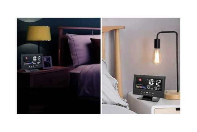 PRICE DROP! Brilliant Smart Weather LCD Desk Clock - Modern Minimalist Table Decor, Black Frame, Multi-Function Display - image 1