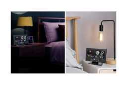 PRICE DROP! Brilliant Smart Weather LCD Desk Clock - Modern Minimalist Table Decor, Black Frame, Multi-Function Display