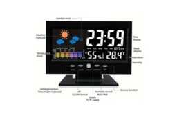 PRICE DROP! Brilliant Smart Weather LCD Desk Clock - Modern Minimalist Table Decor, Black Frame, Multi-Function Display - thumbnail 4