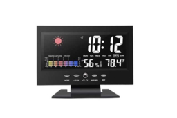 PRICE DROP! Brilliant Smart Weather LCD Desk Clock - Modern Minimalist Table Decor, Black Frame, Multi-Function Display - thumbnail 7