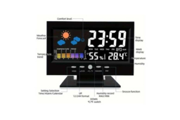 PRICE DROP! Brilliant Smart Weather LCD Desk Clock - Modern Minimalist Table Decor, Black Frame, Multi-Function Display - thumbnail 8