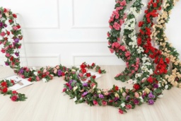 2.5m Festive Faux Flower Garland - Hanging Christmas Decoration, Realistic Silky Fabric, Multi-Pack Options - thumbnail 2