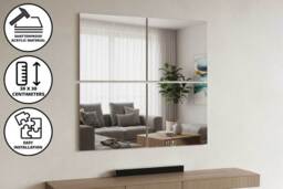 4pcs Acrylic Adhesive Wall Mirror Tiles - Shatterproof, Lightweight & Versatile - thumbnail 2