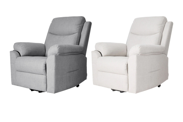 PRICE DROP! Single Recliner Armchair Sofa with Plush Chenille Upholstery, Footrest & Side Pockets - Beige-White or Grey - image 1