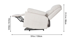 PRICE DROP! Single Recliner Armchair Sofa with Plush Chenille Upholstery, Footrest & Side Pockets - Beige-White or Grey - thumbnail 4