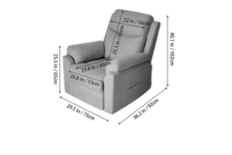 PRICE DROP! Single Recliner Armchair Sofa with Plush Chenille Upholstery, Footrest & Side Pockets - Beige-White or Grey - thumbnail 3