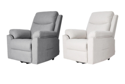 PRICE DROP! Single Recliner Armchair Sofa with Plush Chenille Upholstery, Footrest & Side Pockets - Beige-White or Grey - thumbnail 1