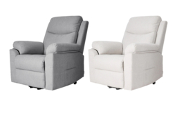 PRICE DROP! Single Recliner Armchair Sofa with Plush Chenille Upholstery, Footrest & Side Pockets - Beige-White or Grey - thumbnail 5