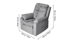 PRICE DROP! Single Recliner Armchair Sofa with Plush Chenille Upholstery, Footrest & Side Pockets - Beige-White or Grey - thumbnail 7