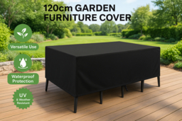 120cm Waterproof Oxford Outdoor Garden Furniture Cover - Weather-Resistant, Black - thumbnail 6