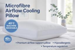 Microfibre Airflow Cooling Pillow - Breathable, Hypoallergenic, Machine Washable - Single, Double, or Family Pack - thumbnail 2