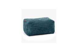 Plush Blue Corduroy Ottoman Footstool - Versatile Accent Seat, 60x40cm, Modern Style - thumbnail 3