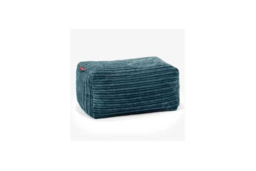 Plush Blue Corduroy Ottoman Footstool - Versatile Accent Seat, 60x40cm, Modern Style - thumbnail 7