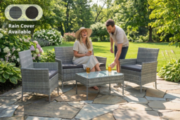 PRICE DROP! Weather-Resistant 4-Seater Rattan Garden Dining Set - Modern Outdoor Lounge - thumbnail 5