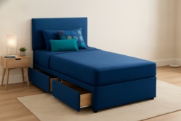 Bold Colour Kid's Plush Divan Bed with Mattress & Optional Storage - thumbnail 2
