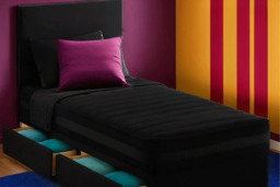 Bold Colour Kid's Plush Divan Bed with Mattress & Optional Storage