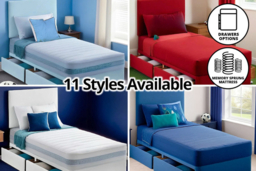 Bold Colour Kid's Plush Divan Bed with Mattress & Optional Storage - thumbnail 8