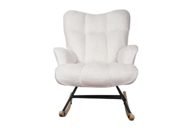Plush Teddy Rocking Chair - Ergonomic, 150kg Capacity, Scandi Nursery Lounge Seat