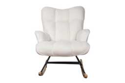 Plush Teddy Rocking Chair - Ergonomic, 150kg Capacity, Scandi Nursery Lounge Seat