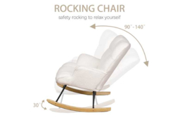 Plush Teddy Rocking Chair - Ergonomic, 150kg Capacity, Scandi Nursery Lounge Seat - thumbnail 7