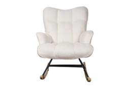 Plush Teddy Rocking Chair - Ergonomic, 150kg Capacity, Scandi Nursery Lounge Seat - thumbnail 5