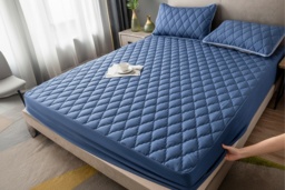 Luxury Thick Pure Cotton Fitted Bed Sheet - Soft, Breathable & Machine Washable - Single, Double, King & Super King Sizes - thumbnail 2