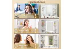 White MDF Contemporary Dressing Table with LED Mirror, Storage Drawers & Padded Stool - Bedroom Vanity Set - thumbnail 4