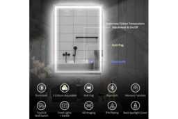 PRICE DROP! Wall Mounted LED Vanity Mirror - 50x70cm, Frameless Glass, Anti-Fog, Dimmable, Modern Bathroom Mirror - thumbnail 4