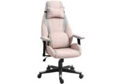 Pale Pink Velvet Ergonomic Gaming & Office Chair with Adjustable Lumbar Support & Headrest - thumbnail 1