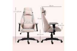 Pale Pink Velvet Ergonomic Gaming & Office Chair with Adjustable Lumbar Support & Headrest - thumbnail 3