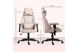 Pale Pink Velvet Ergonomic Gaming & Office Chair with Adjustable Lumbar Support & Headrest - thumbnail 7
