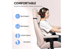 Pale Pink Velvet Ergonomic Gaming & Office Chair with Adjustable Lumbar Support & Headrest - thumbnail 8