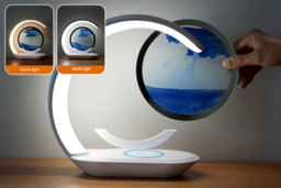 Modern 3-in-1 Wireless Charging LED Table Lamp with Rotating Quicksand Art - Dimmable, Touch-Control, Fast Charging, Glass Finish - thumbnail 4