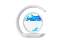 Modern 3-in-1 Wireless Charging LED Table Lamp with Rotating Quicksand Art - Dimmable, Touch-Control, Fast Charging, Glass Finish - thumbnail 5