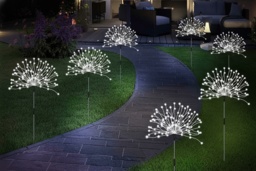 PRICE DROP! Set of 4 Solar Firework LED Christmas Lights - Outdoor Pre-Lit Pathway & Garden Festive Decor, 87cm - thumbnail 2
