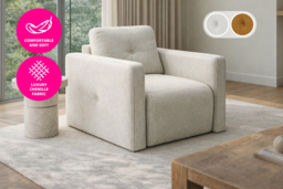 Wilfie Chenille Upholstered Armchair - Beige or Mustard - thumbnail 6