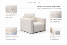 Wilfie Chenille Upholstered Armchair - Beige or Mustard - thumbnail 8