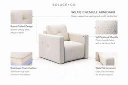 Wilfie Chenille Upholstered Armchair - Beige or Mustard - thumbnail 4