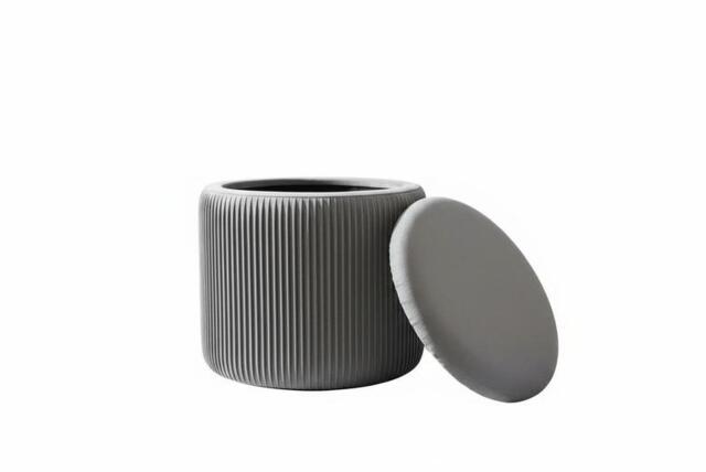 Grey Velvet Multi-Functional Pleated Storage Ottoman - image 1
