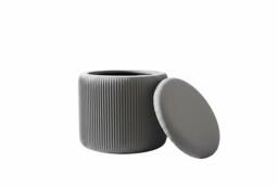 Grey Velvet Multi-Functional Pleated Storage Ottoman