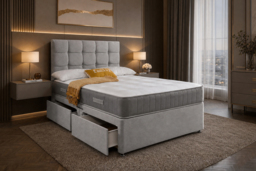 Plush Divan Bed with Memory Foam Hybrid Mattress - 4 Colours
