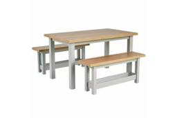 Avon Contemporary Oak Effect Dining Table & Bench Set - 4 Seater, Grey & Oak, Solid MDF - thumbnail 5