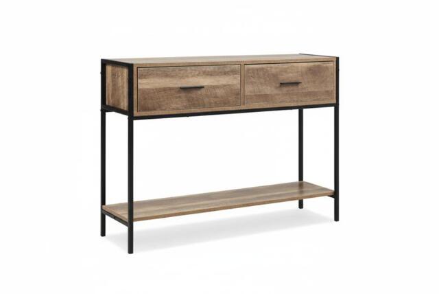 Rustic Console Table - Metal Frame, Spacious Storage & Slim Design - image 1