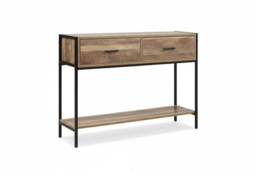 Rustic Console Table - Metal Frame, Spacious Storage & Slim Design - thumbnail 5