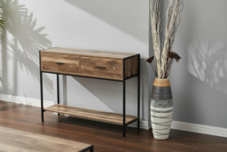 Rustic Console Table - Metal Frame, Spacious Storage & Slim Design - thumbnail 7