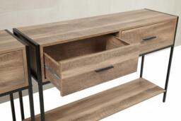 Rustic Console Table - Metal Frame, Spacious Storage & Slim Design - thumbnail 4