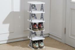 Maximize Space with Versatile 6-Tier Folding Plastic Shoe Rack Organizer - thumbnail 3